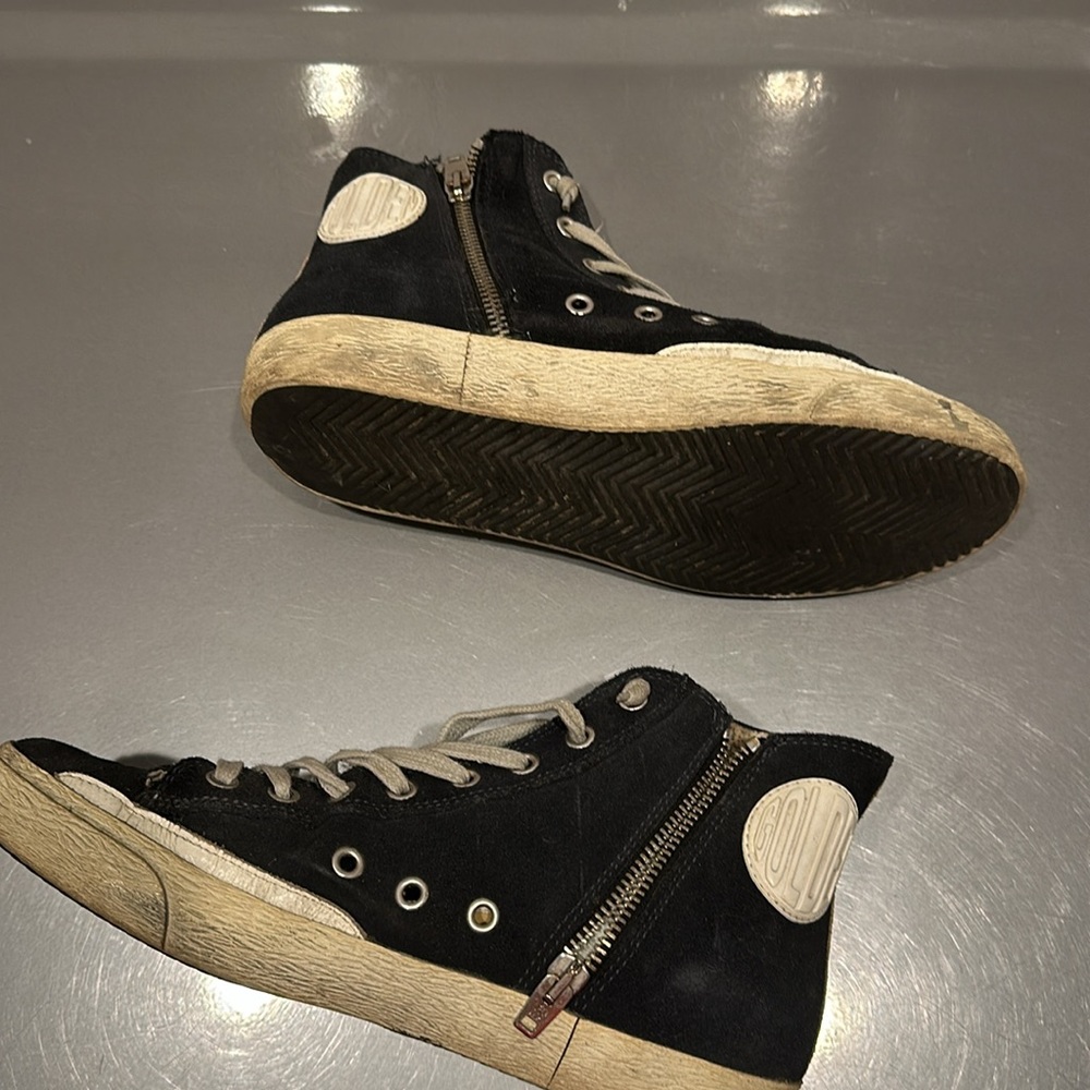 GOLDEN GOOSE Navy blue Francy sneaker 39 skateboard high top zip 9 - Picture 8 of 9